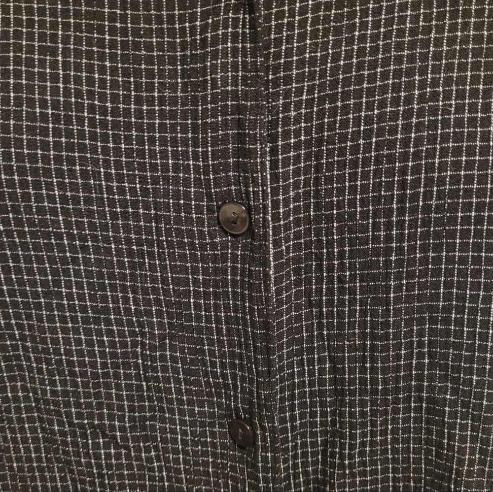 3/$30 Style & Co Black & White Checked Flowy Button Down Blouse T-Shirt, Size 8 - Picture 3 of 9